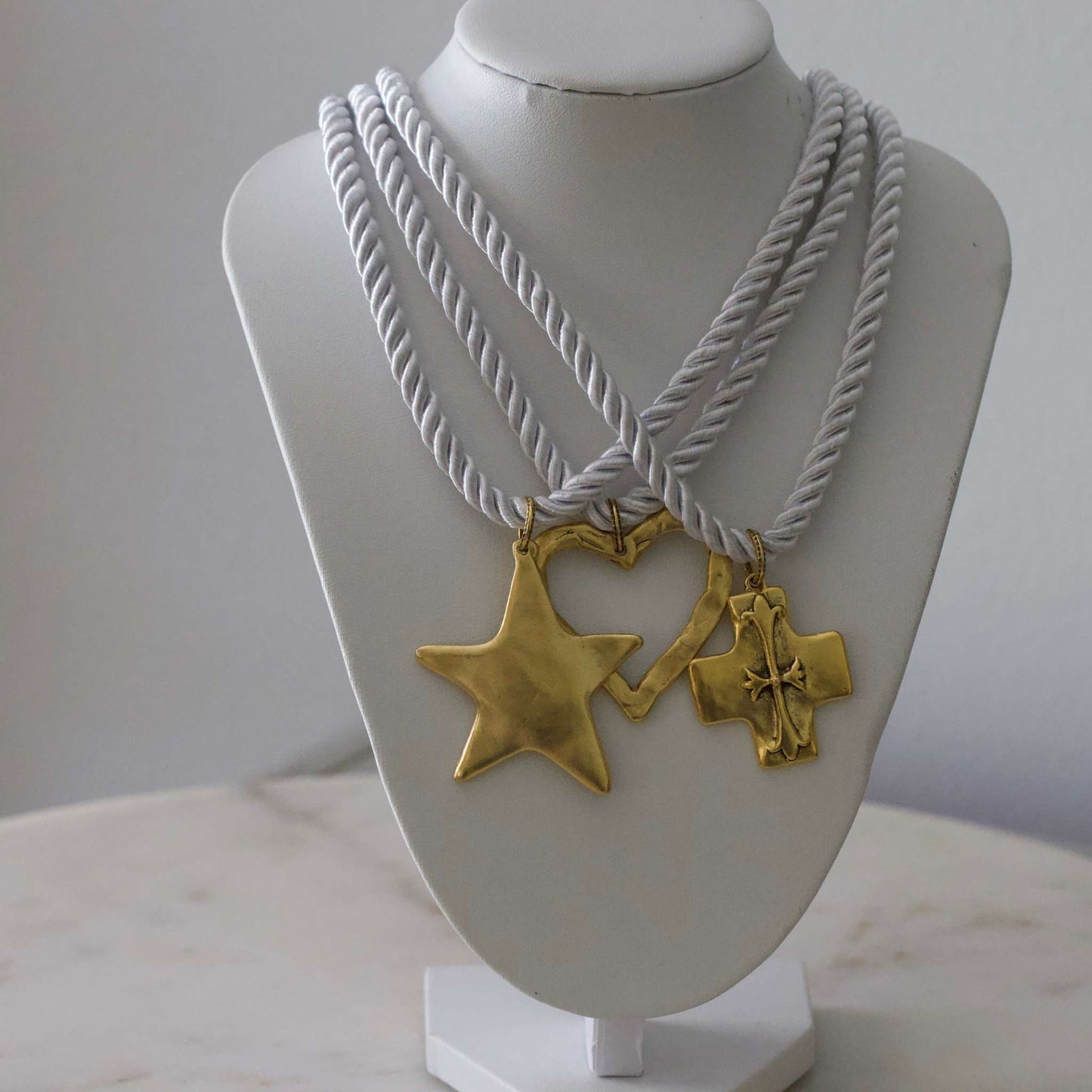 Silk Cord Pendant Necklace 24K Gold Plated