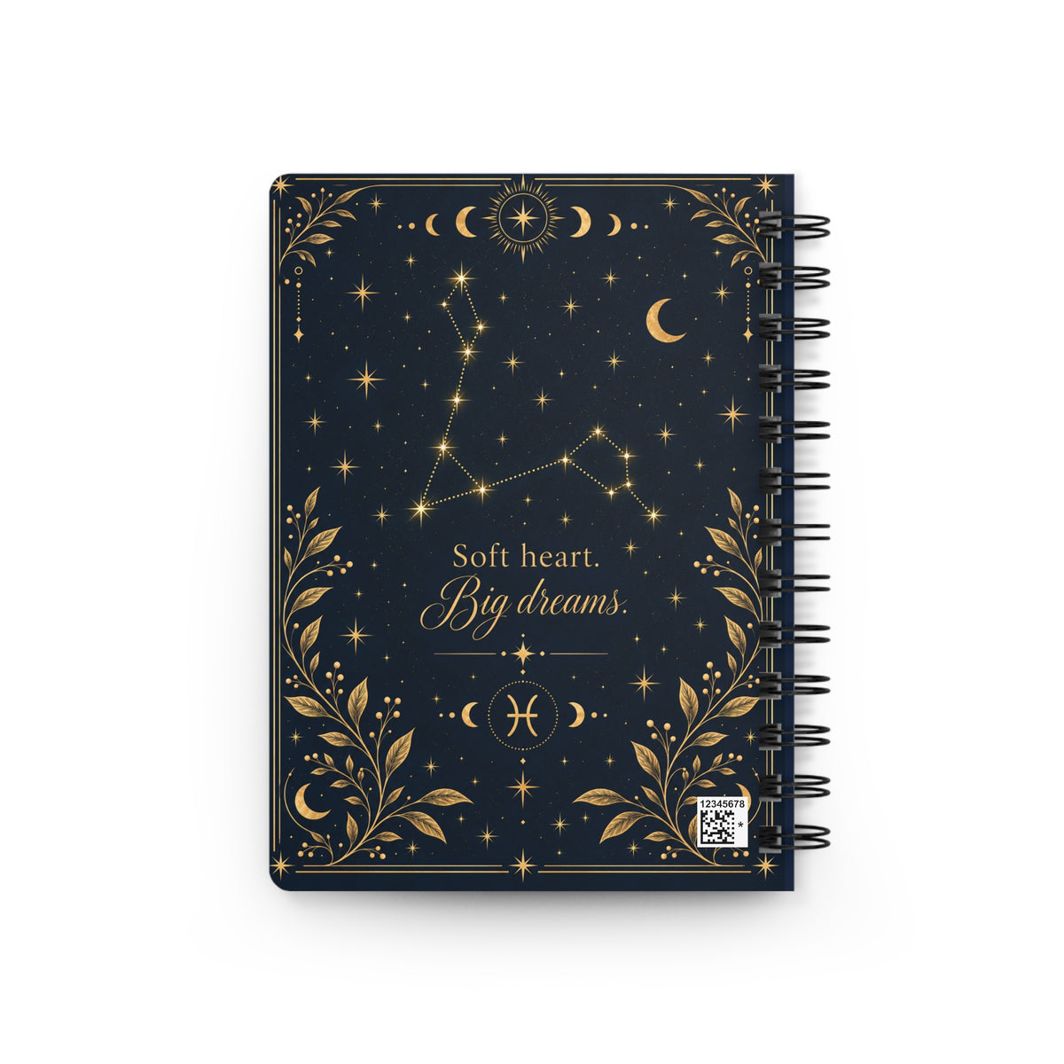 Pisces Spiral Notebook — Gold Zodiac Journal (Feb 19–Mar 20)