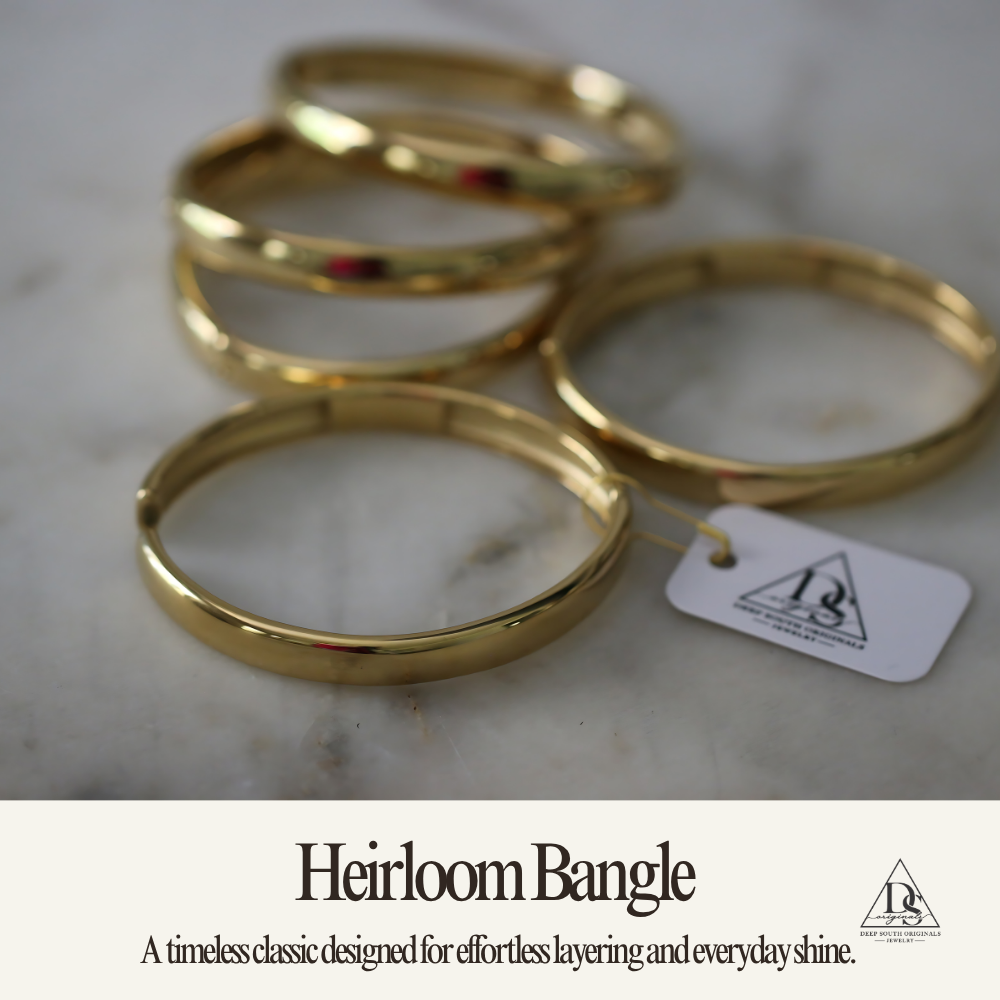 Heirloom Bangle 18K Gold Water Resistant Hinged Bracelet