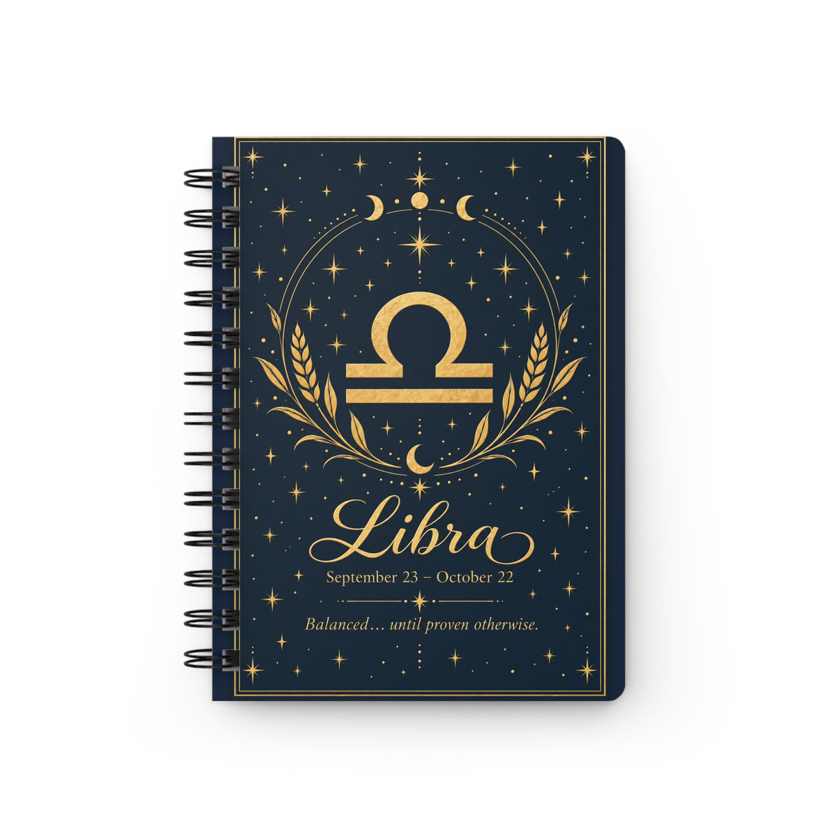 Libra Spiral Notebook — Gold Zodiac Journal (Sep 23–Oct 22)