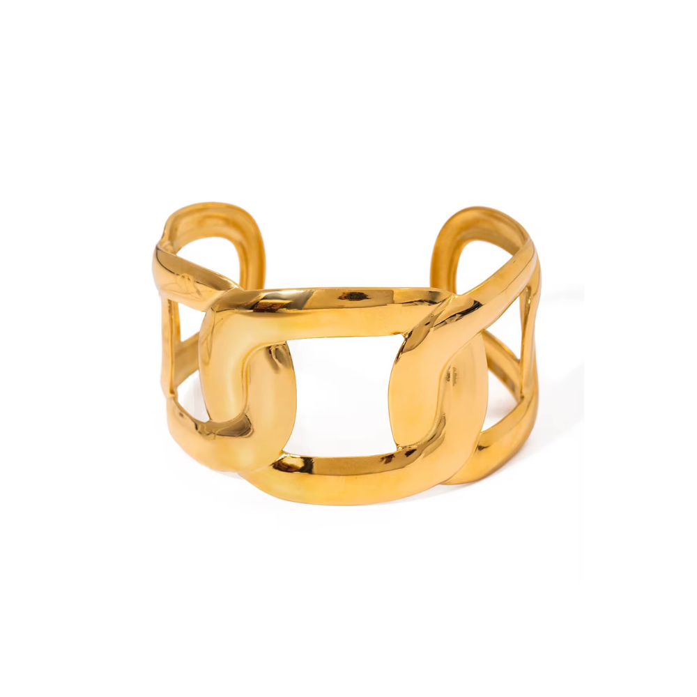 Harbor Link Gold Cuff Bracelet 18K Gold Non Tarnish