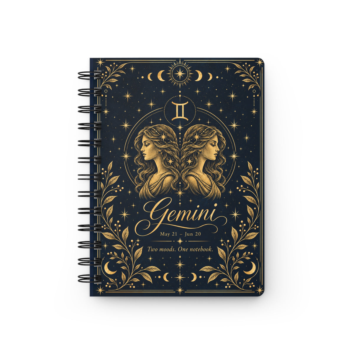 Gemini Zodiac Spiral Journal — Gold Zodiac Journal (May 21–June 20)