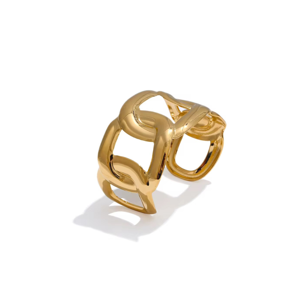 Harbor Link Gold Cuff Bracelet 18K Gold Non Tarnish