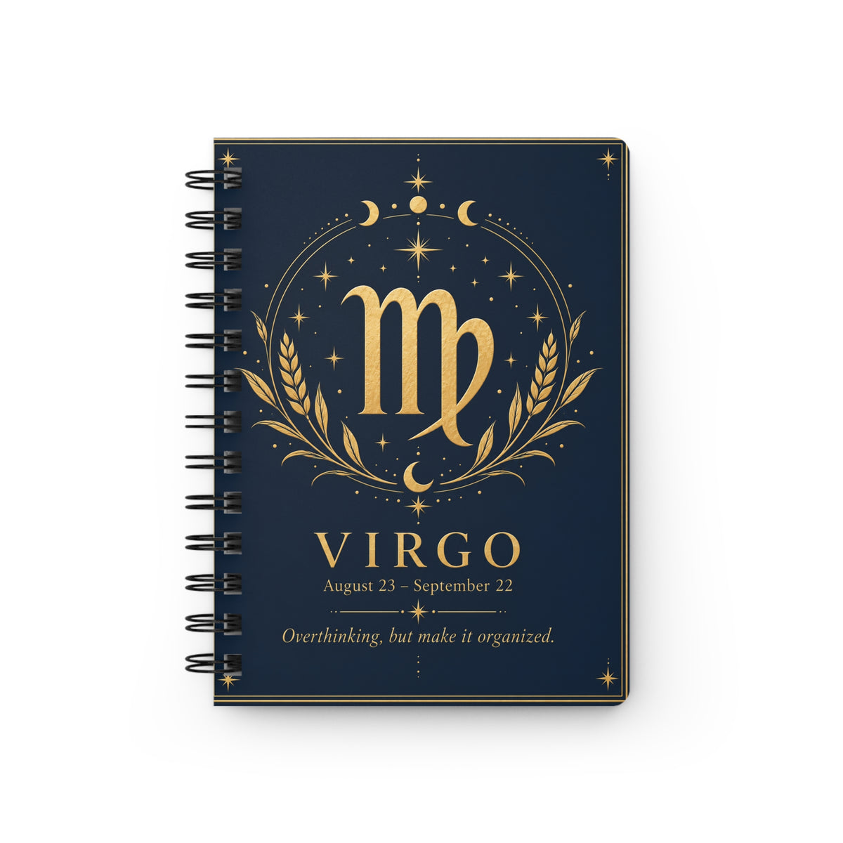 Virgo Spiral Notebook — Gold Zodiac Journal (Aug 23–Sep 22)