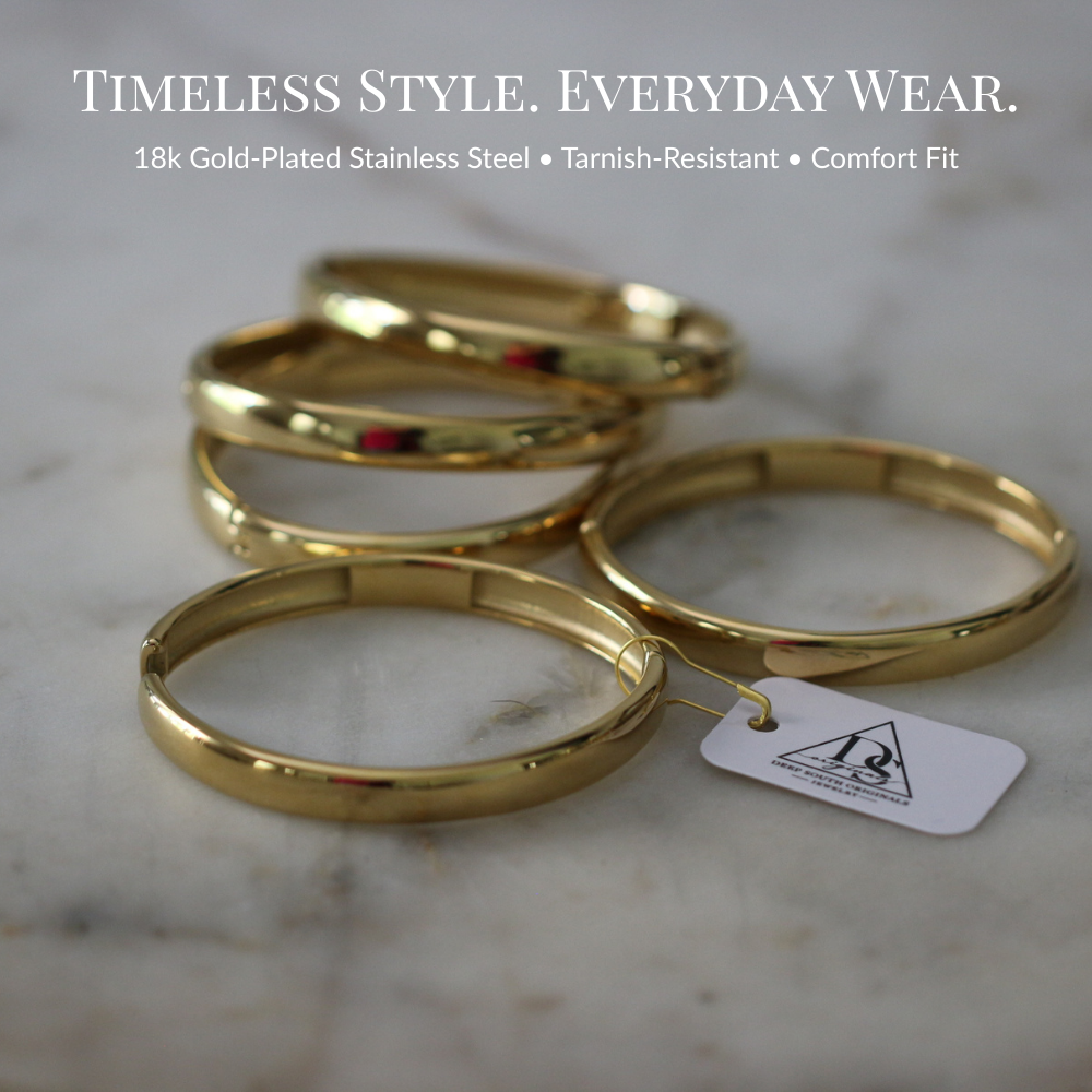 Heirloom Bangle 18K Gold Water Resistant Hinged Bracelet