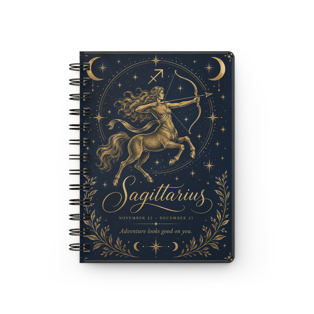 Sagittarius Spiral Notebook — Gold Zodiac Journal (Nov 22–Dec 21)