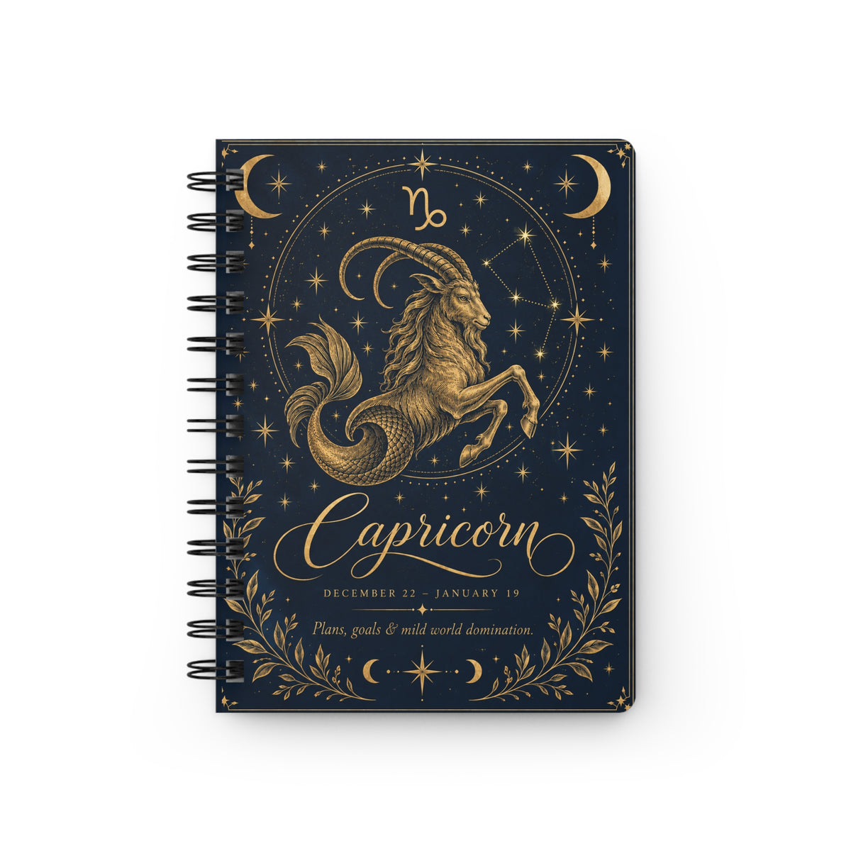 Capricorn Spiral Notebook — Gold Zodiac Journal (Dec 22–Jan 19)