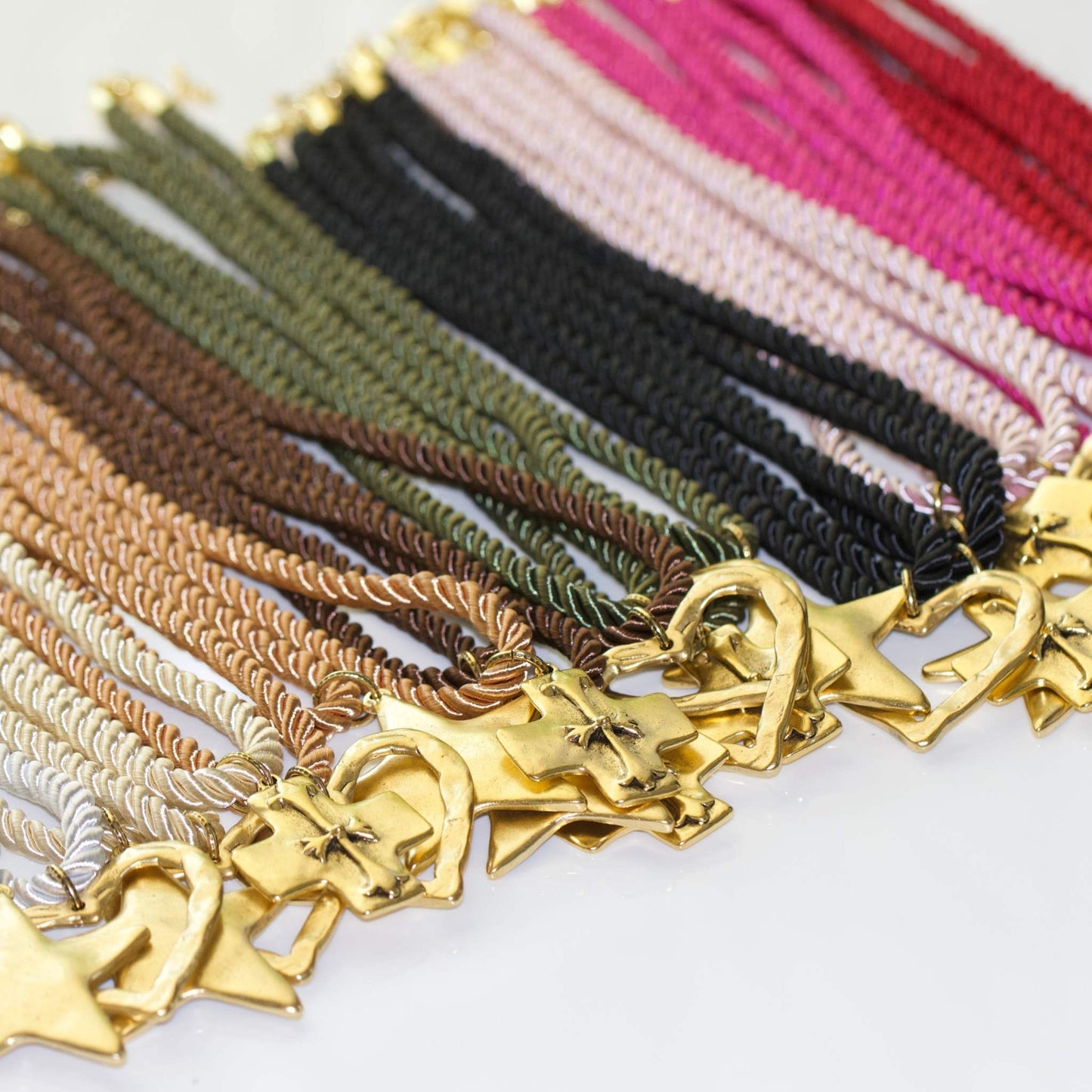 Silk Cord Pendant Necklace 24K Gold Plated