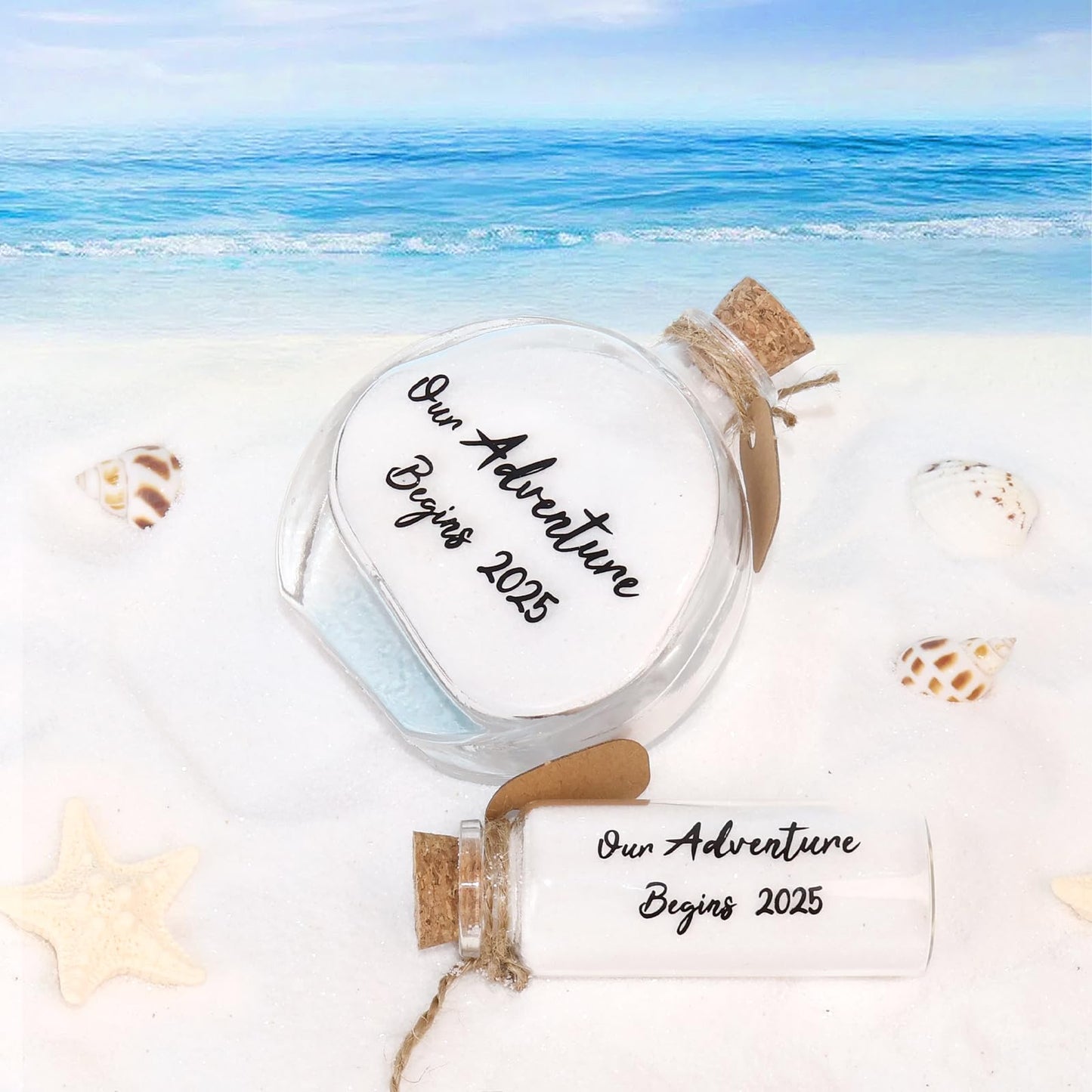 muchly 2 Pcs Honeymoon Sand Keepsake Jar Our Adventure Begins 2025 Heart