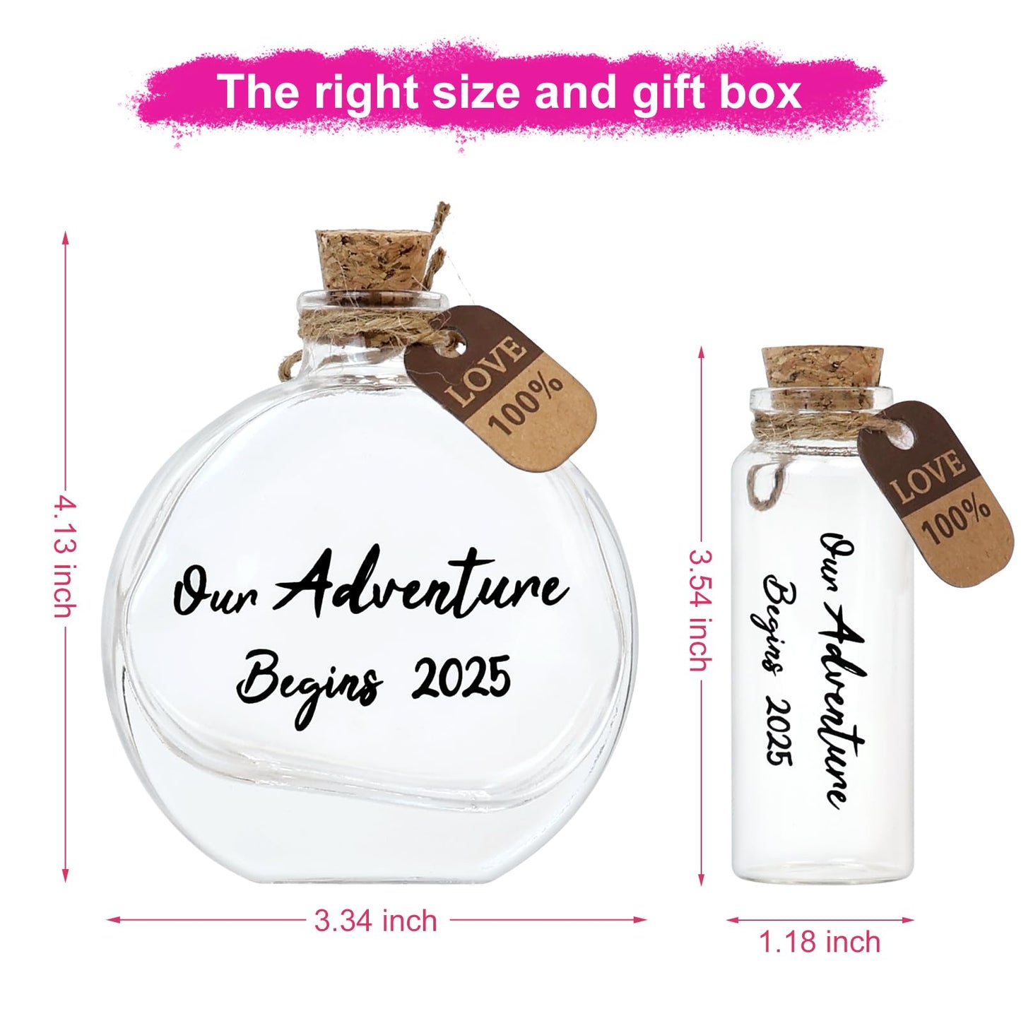 muchly 2 Pcs Honeymoon Sand Keepsake Jar Our Adventure Begins 2025 Heart