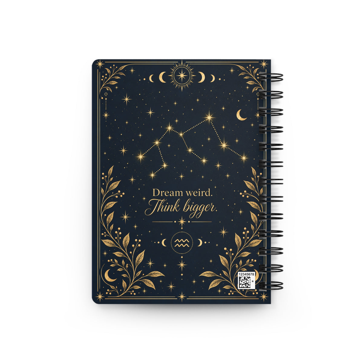 Aquarius Spiral Notebook — Gold Zodiac Journal (Jan 20–Feb 18)
