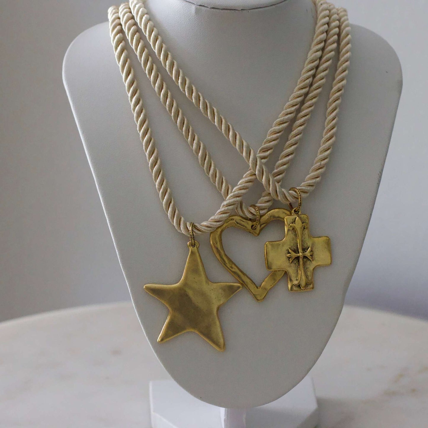 Silk Cord Pendant Necklace 24K Gold Plated