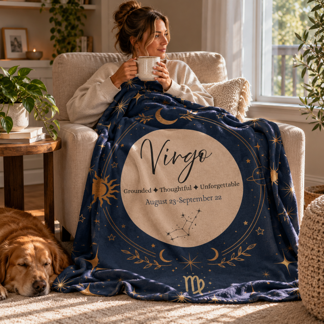 Virgo Zodiac Woven Blanket – Grounded, Thoughtful & Unforgettable