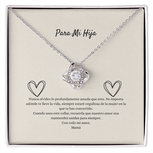 Collar Nudo de Amor para Mi Hija – Regalo de Mamá con Tarjeta en Español
