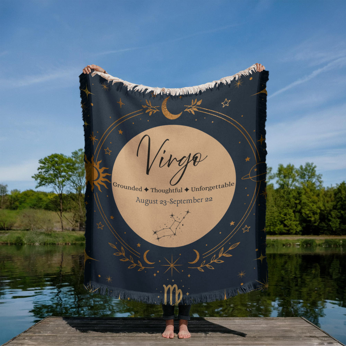 Virgo Zodiac Woven Blanket – Grounded, Thoughtful & Unforgettable
