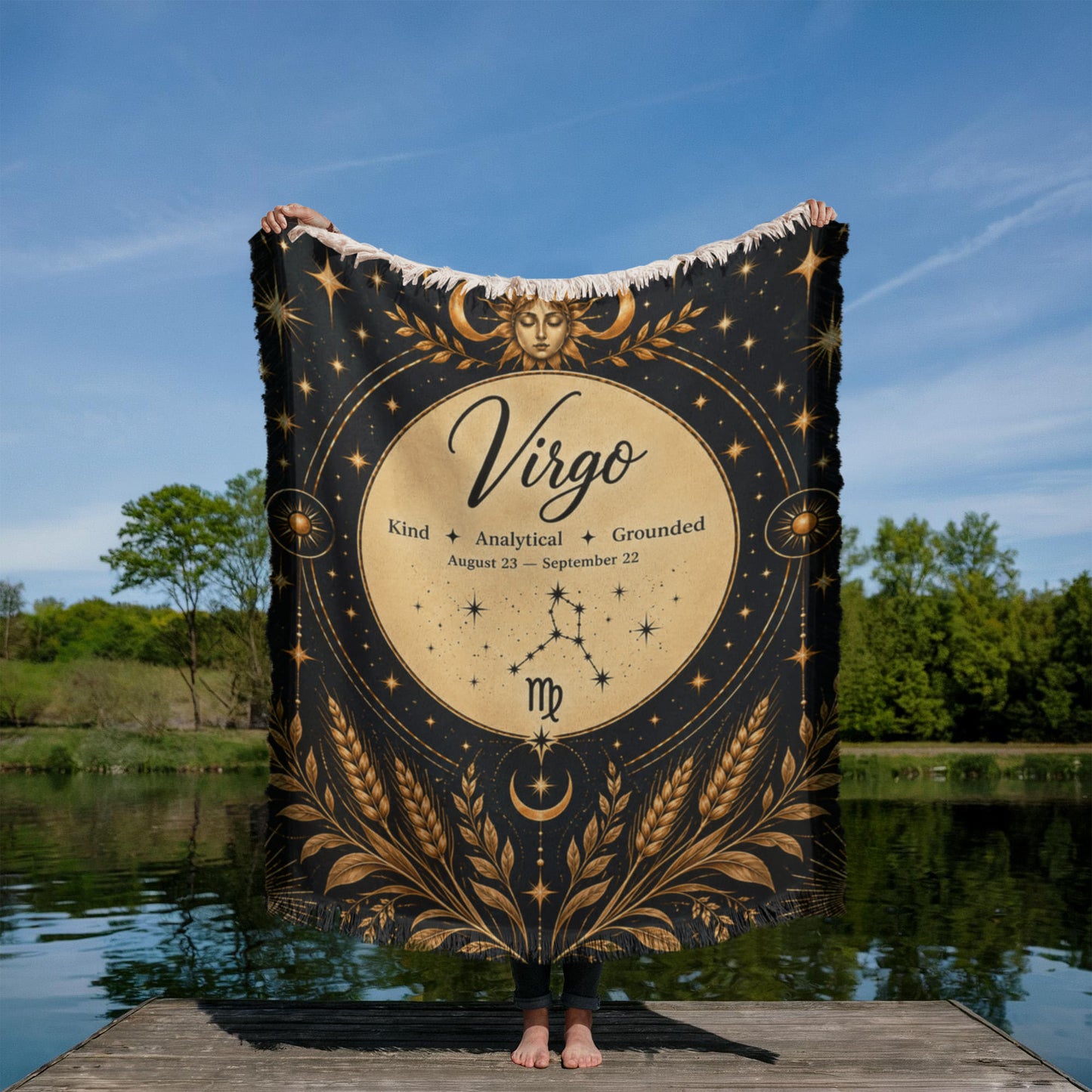 Virgo Zodiac Woven Blanket – Grounded, Thoughtful & Unforgettable