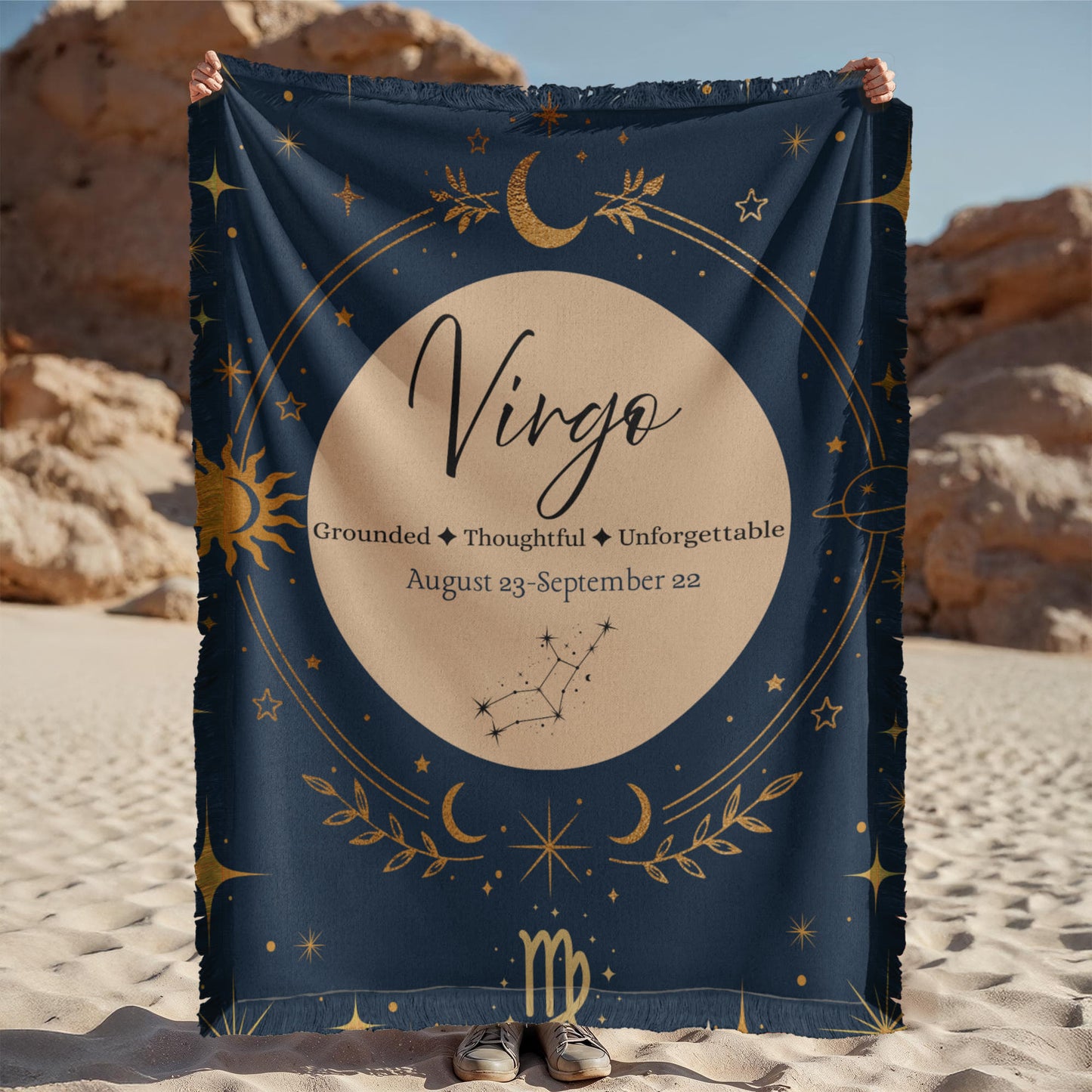 Virgo Zodiac Woven Blanket – Grounded, Thoughtful & Unforgettable