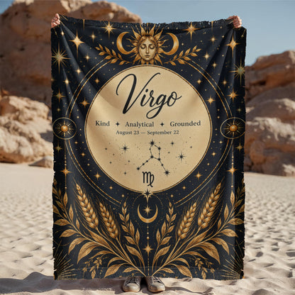 Virgo Zodiac Woven Blanket – Grounded, Thoughtful & Unforgettable