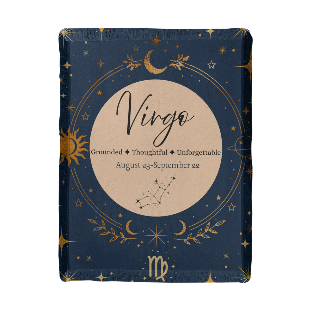 Virgo Zodiac Woven Blanket – Grounded, Thoughtful & Unforgettable