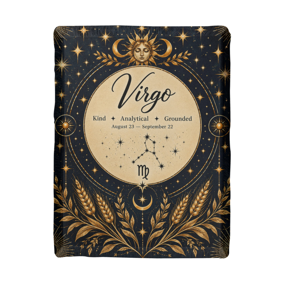 Virgo Zodiac Woven Blanket – Grounded, Thoughtful & Unforgettable