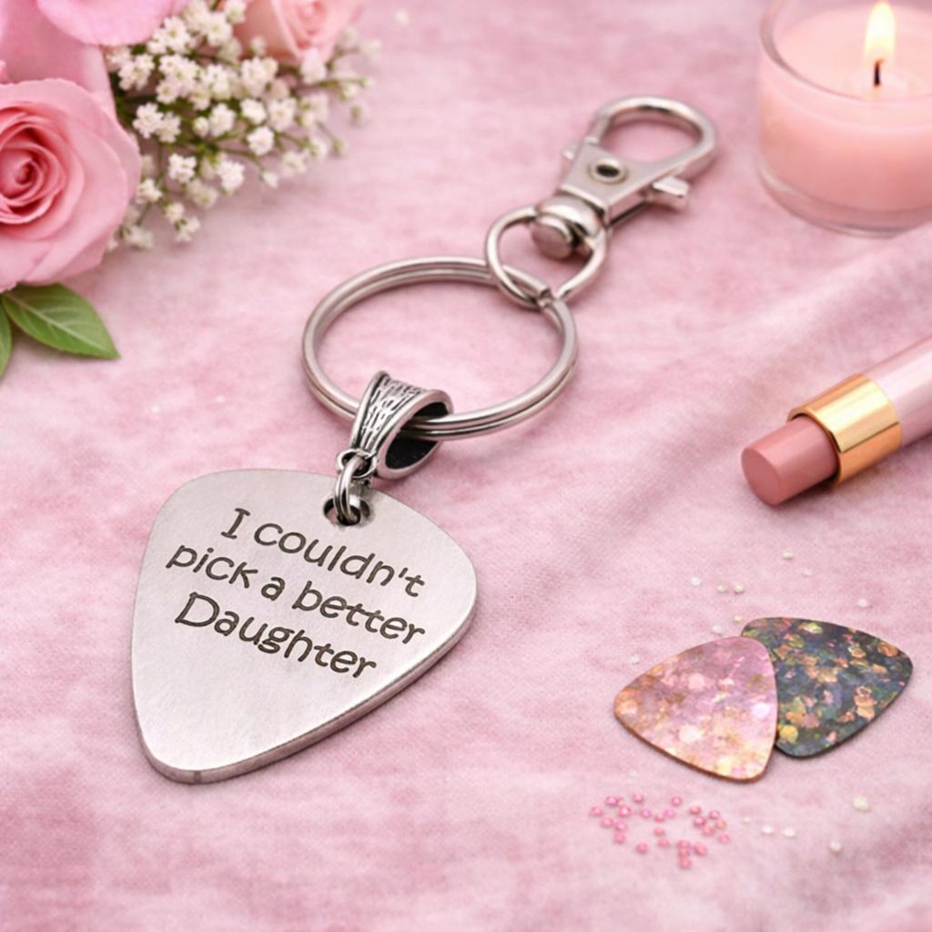 I Couldn't Pick A Better Daughter Keychain Gift Stainless Steel Engraved Charm Daughter Gift From Mom Or Dad Family Keepsake